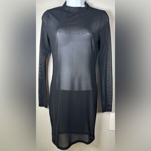 Guess Women’s Black Sheer Mesh Bodycon Mini Dress Size Medium